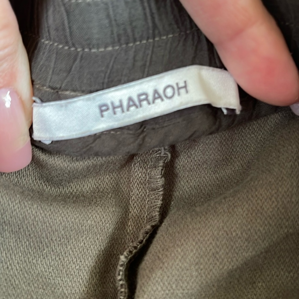 Pharaoh Collection Army Green Wide Leg Crop Pants - Picture 5 of 6